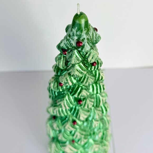 Metallic Green Christmas Tree Candle Vintage Holiday Decor Retro Holiday Decor - Picture 15 of 16